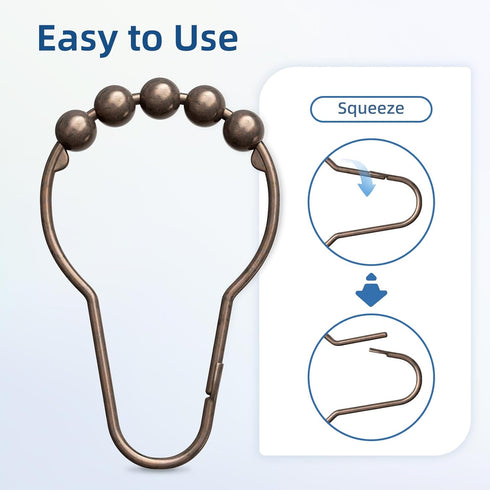 Titanker Shower Curtain Hooks Rings, Rust-Resistant Metal Shower Curtain Hooks for Bathroom Shower Rods Shower Hooks Shower Rings for Curtain - Se...