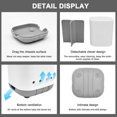 Toothbrush Holder for Bathroom,Plastic Detachable for Easy Cleaning Multi-Functional Storage,3 Slots Anti-Slip Electric Toothbrush and Toothpaste ...