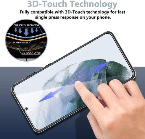 TOCOL 6 Pack Compatible with Samsung Galaxy S21 5G 6.2 inch - 3 Pack Tempered Glass Screen Protector and 3 Pack Camera Lens Protector with [Instal...
