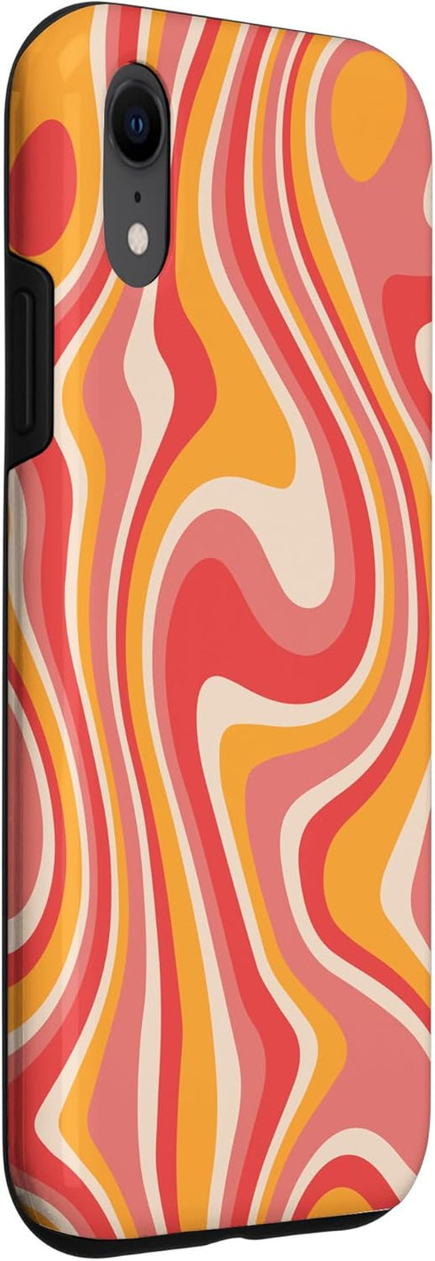 iPhone XR Retro Groovy Liquid Swirl Hippie 70's 80's Psychedelic Phone Case...