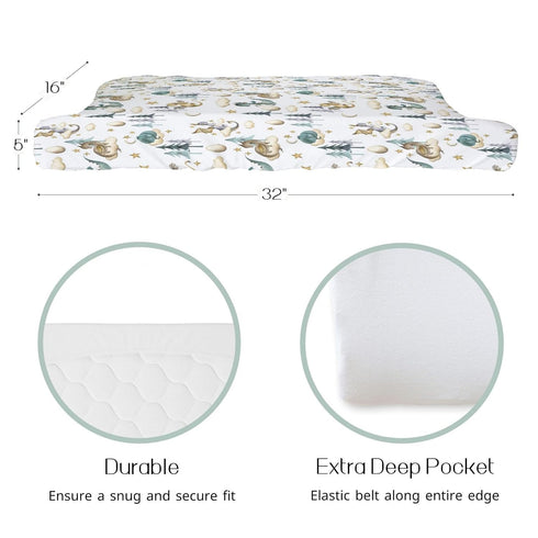Watercolor Cute Dragon Fairy Tale Changing Pad Cover for Baby Boy, Cloud Moon Star Dragons Egg Diaper Change Table Covers, Soft Stretchy Safe Snug...