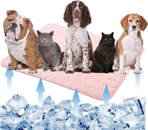 Pet Self-Cooling Dog Mat, Ice Silk Cooling Mat for Dogs, Washable, Portable (Pink, 28 * 39in)...