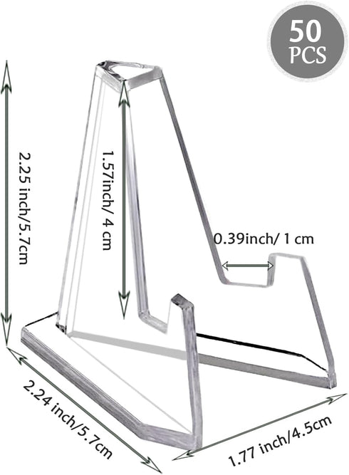 50 Packs Card Display Stand, Mini Clear Acrylic Easel Stands 2.25 Inch Coin Display Stand for Baseball Sports Trading Cards Medals Pockets Watches...
