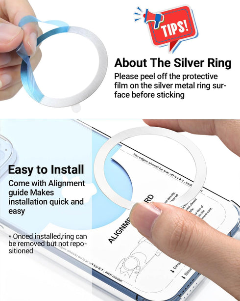 Magnetic Wireless Charging Magsafe Ring-6 PCS,Ultra-Thin(0.4mm) Magsafe Sticker, Compatible with iPhone 15/14/13/12 Series,Samsung Galaxy,Google P...