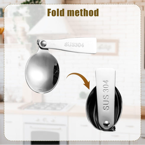 3pcs Replacement Spoon for Thermos, Foldable Spoon Portable Stainless Steel Spoon for Outdoors Travel Replacement Parts Compatible with Thermos Fu...