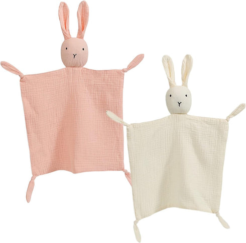 insular Bunny Lovey Blanket for Boys and Girls, Organic Cotton Muslin Security Blanket for Babies, Soft Breathable Lovie Soothing Towel for Newbor...