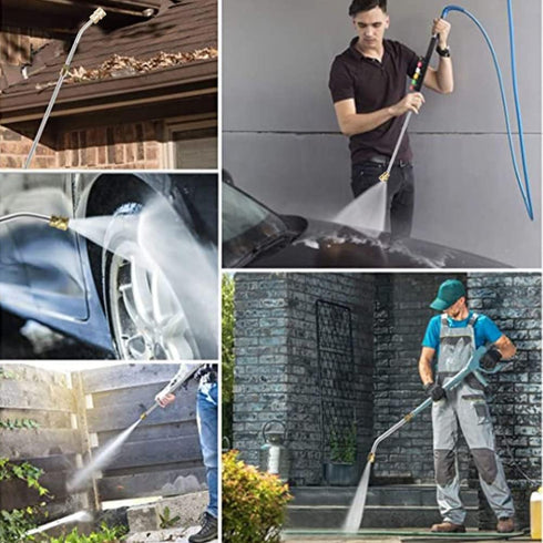 Pressure Washer Extension Wand - Sprayer Lance Extension with 5 Spray Nozzles, Angled Extension Wand for Car Washer, High Pressure Washer Gutter R...