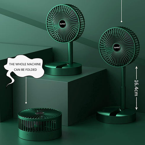 Portable Folding Fan, Rechargeable Standing Pedestal USB Fan, 3 Speeds, 2000mAh Battery Operated Fan for Home, Camping, Outdoor and Office, 6.5-In...