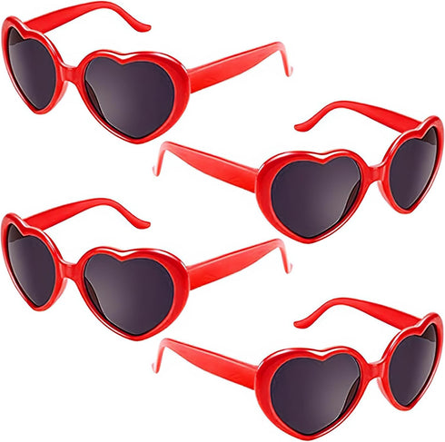 4 Pack Red Heart Sunglasses for Women Retro Red Heart Shaped Glasses Vintage Trendy Love Sunglasses Party Favors Supplies...
