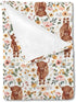 Highland Cow Floral Boho Retro Baby Blanket Girls Gift, Western Farm Animal Yak Flower Flannel Fleece Nursery Bed Blankets, Soft Lightweight Newbo...