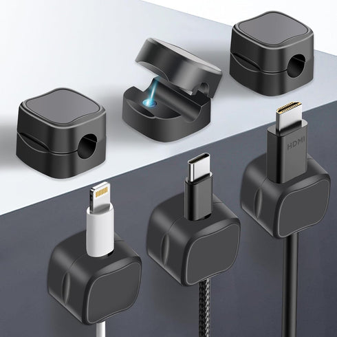 6 Pack Magnetic Cable Clip Clips, Under Desk Cable Management,Hgliagtsmat Adhesive Cord Clip Storage Box for Home Desk Phone Car Wall Desktop Nigh...