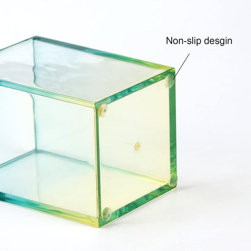 Acrylic Yellow and Green Desktop Pen Pencil Holder Cup Modren Makeup Brushes Dispenser Pencil Cup Pot Stationery Organizer for Office Supplies (Ye...
