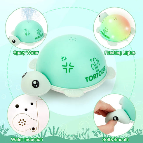 OENUX Baby Bath Toys,Spray Water Bath Toys for Toddlers,Light Up Bathtub Toys with LED Light,Auto Induction Sprinkler Swimming,Pool,Bathroom,Showe...