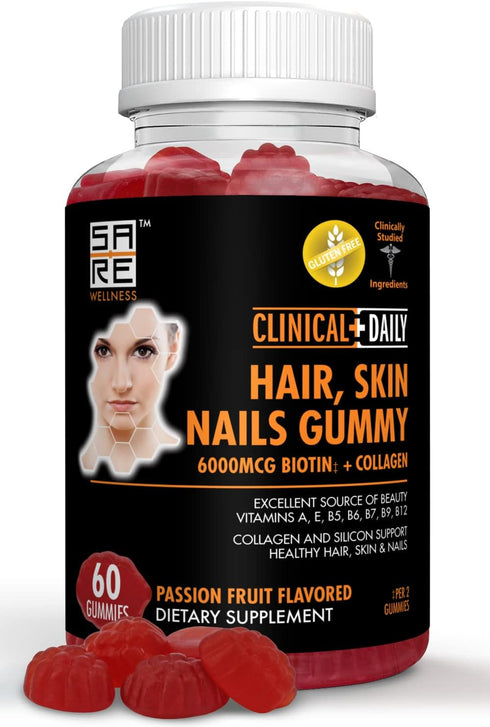 Biotin Gummies for Hair Skin and Nails with Collagen and Silica for Sheen and Shine. Folic Acid Biotin for Hair Growth Women and Men, Collagen and...