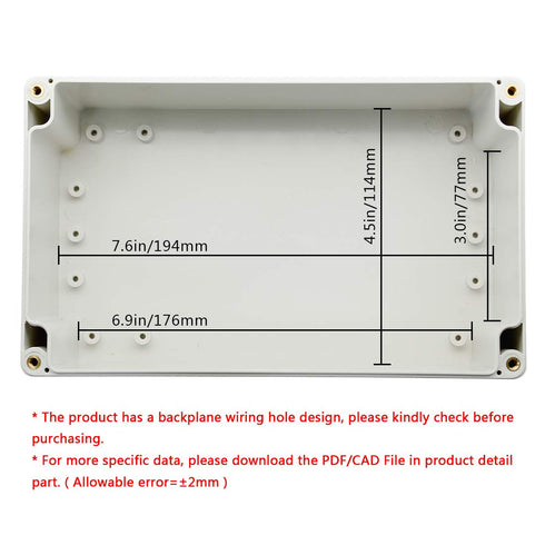 LeMotech ABS Plastic Junction Box Dustproof Waterproof IP65 Electrical Enclosure Box Universal Project Enclosure Grey with PC Transparent Clear Co...