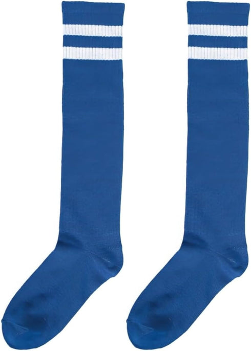Blue Striped Knee Socks - Versatile One Size Fit - Ultimate Comfort & Style Socks Ideal For Athletics, Everyday Wear & Festive Parties - 1 Pair...