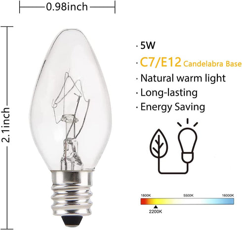 Set of 4 Accessory Cord with C7 Lights, Single Light with 4 Light Bulb, 6FT C7 Socket Clip Lights with On/Off Switch Plugs Perfect for Craft Villa...