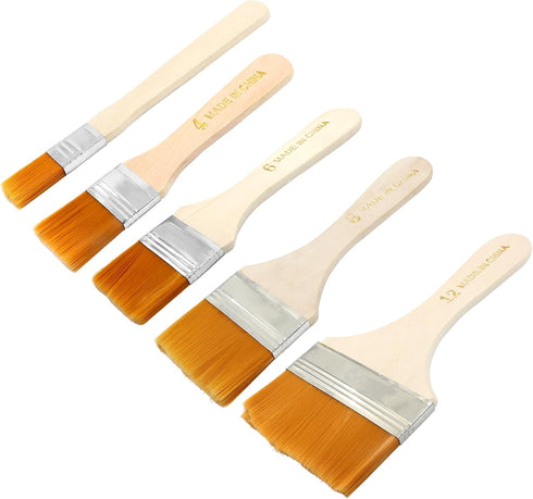 1/2 Inch Width Flat Paint Brushes Nylon Bristle with Wood Handle Painting Tool for Oil Canvas Watercolor Gesso Wall Door Cabinets Furniture Fences...