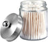 Amolliar Apothecary Jars Bathroom Vanity Organizer -Countertop Canister Jar with Storage Lid - Qtip Dispenser Holder Glass for Qtips,Cotton Swabs,...