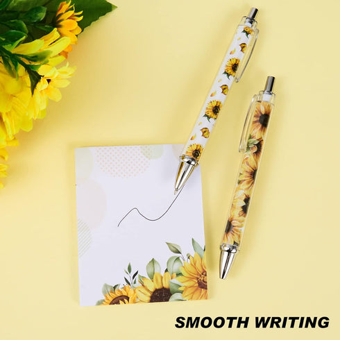 82 Pcs Sunflower Theme Office Supplies for Women Men Include 50 Sunflower Stickers 20 Sunflower Push Pins 3 Sunflower Pattern Retractable Pen 9 Su...