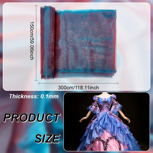 BENECREAT 3.28 Yards Two Tone Lightweight Sheer Organza Fabric, 59 Inch Iridescent Holographic Gauze Fabric Sheer for Wedding Dress, Fashion, Craf...