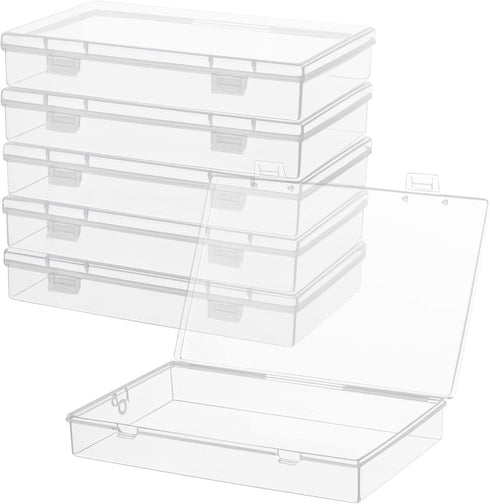 6 Packs Small Plastic Boxes, Rectangular Small Plastic Containers with Lid, Craft Box Containers for Craft Supplies and Little Bits, 7.2'' × 4.6''...