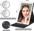 Lighted Travel Makeup Mirror with Round 10X & 20X Magnifying Mirror, PU Leather Vanity Mirror with Lights with 2000mAh Battery, LED Tabletop Cosme...