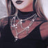 COLORFUL BLING Goth Cross Choker Necklace Gothic Layered Chunky Pendant Necklaces Egirl Silver Plated Long Multilayer Chains 40 inches For Women T...