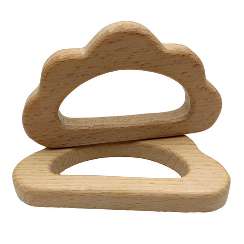 5pcs Natural Wood Cloud Shape Teether Toys DIY Teething Necklace Cute Animal Pendant Nursing Soothing Accessories (Cloud 5pcs)...
