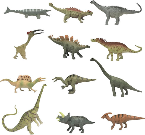 Mini Jurassic Dinosaur Figures Set 12 Pcs Plastic Rubbery Educational Action Playset for Children Science Play Best for Birthday Party Favors (Jur...