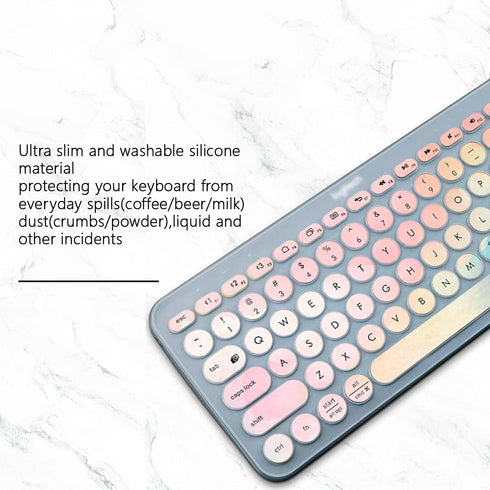 Ultra Thin Silicone Keyboard Cover for Logitech K380 Multi-Device Bluetooth Keyboard Protective Skin-Pink Ink...