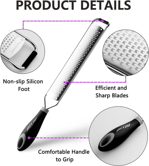 ALLTOP Lemon Zester, Hand-held Stainless Steel Food Grater,Pro Kitchen Tool for Cheese Parmesan Vegetable Ginger Garlic Nutmeg Citrus Lime Orange ...