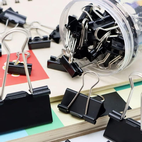 120Pcs Binder Clips Assorted Size, Office Clips with Clear Storage Container, Bulldog Clips, Paper Clips, Office Supplies...