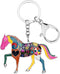 BONSNY Enamel Metal Horse Key chains For Women Girls Gifts Car Purse Animal Pendant Charms...