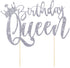 Handmade Glitter Queen Birthday Cake Topper, Happy Birthday Cake Bunting Decor, Birthday Party Decoration Supplies (Sliver)...