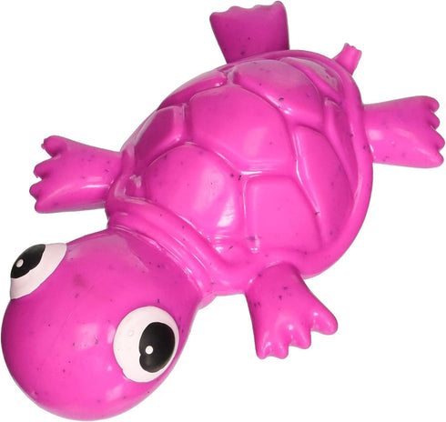 Small Fuchsia 3-Play Turtle Dog Toy with Ecolast Recycled Material - Tough & Sustainable Chew Toy for Dogs & Puppies/Treat Dispenser/Floats above ...