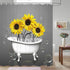 Rustic Farmhouse Shower Curtain - Fabric Yellow and Gray, Farm Floral Flowers Sunflower Shower Curtain Funny Set with Hooks, 72X72 inch...