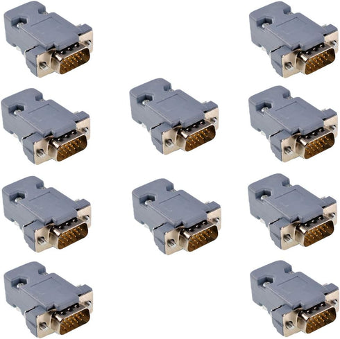 Oiyagai 10 Sets DB15 VGA Male Connector Kit, HD15 Solder Cup with Plastic Hoods, 15-Pin D-Sub Plug for VGA Cable Repair...