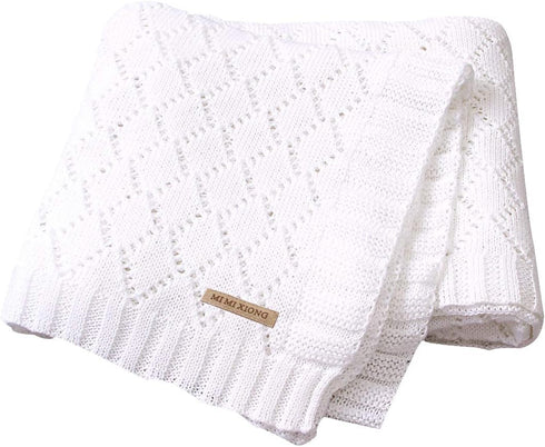 mimixiong Toddler Blankets Knitted Cellular Baby Blankets for Boys and Girls Size 40 x30 Inch White...