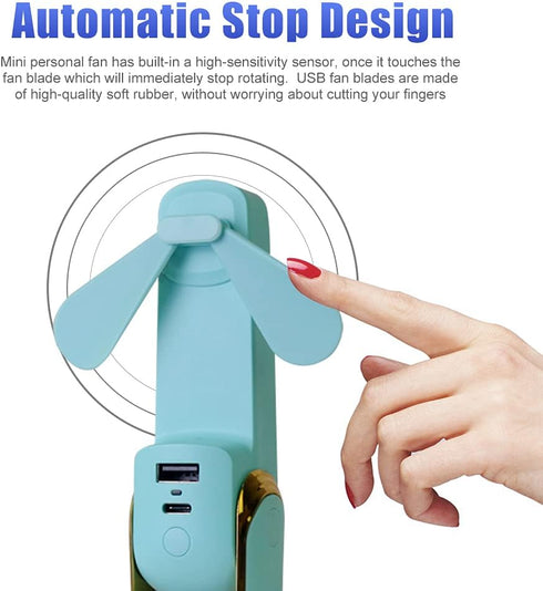 ideapro Mini Portable Fan Pocket Handheld Fan, 2000 mAh USB Rechargeable Personal Fan, Batteries Operated Mini Travel Fan with 3 Speeds Power Bank...