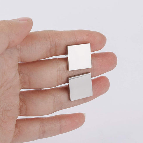 Driew Blank Square Cufflinks, Blank Cufflink for Men Stainless Steel Cufflinks Cuff Links Flat Pad Blank Setting Tray 1 Pair,Silver...