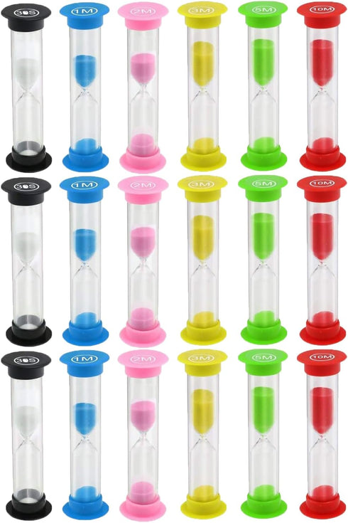 Sand Timer, KISEER 18 Pcs Colorful Hourglass Sandglass Sand Clock Timers Set 30sec / 1min / 2mins / 3mins / 5mins / 10mins for Brushing Children's...