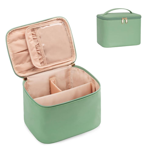 OCHEAL Makeup Bag, Large Capacity Make Up Bag for Cosmetics Vertical Storage,Toiletry Bag Skincare Makeup Organizer Bag for Travel,With Makeup Bru...