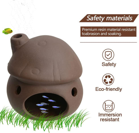 Saim Aquarium Mushroom House Decorations, Ceramic Fish Tank Cave Hideaway Small Fish Shrimp Breeding Cave Fish Tank Landscape Decor for Territoria...