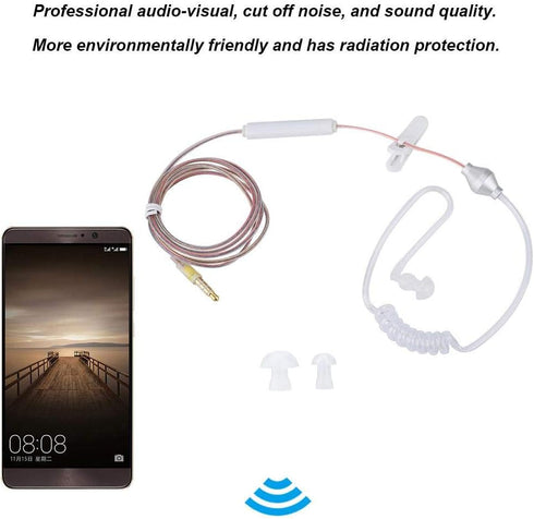 Yoidesu Universal 3.5mm Jack Acoustic Hollow Air Tube Earbuds Headphones with Microphone,Anti-Radiation in-Ear Single Earbud,Wired Cell Phone Earp...