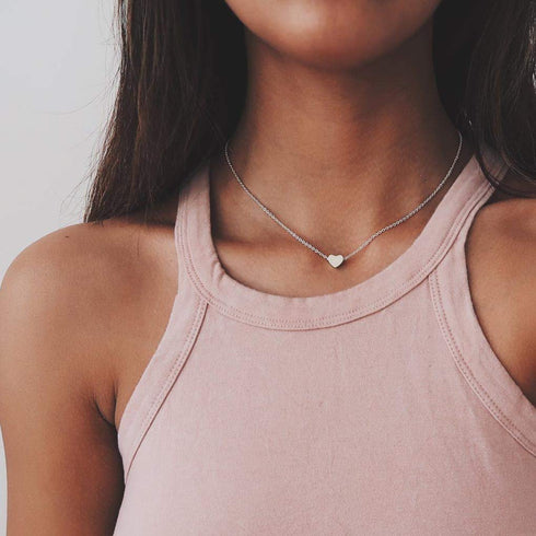 Simple Choker Heart Pendant Necklace for women (silver)...