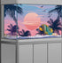 Hawaiian Beach Palm Tree Aquarium Background, Watercolor Graffiti Hawaiian Themed Fish Tank Background, Anime Themed Crawling Terrarium Background...