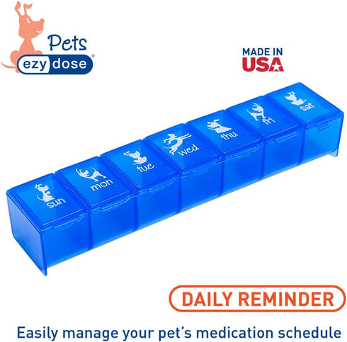 EZY DOSE Pets Weekly (7-Day) Pill Case, Medicine Planner, Vitamin Organizer Box for Dogs, Convenient and Easy to Use, Large Compartments, Convenie...