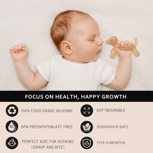 Silicone Teething Toy for Baby 3-6, 12, 18 Months Infant, BPA Free Soft Dog Shape Silicone Baby Teether...