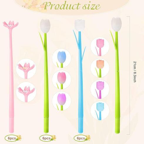 18 Pieces Color Changing Flower Pens Ballpoint Pens Colorful Gel Ink Rollerball Pens for School Home Office Kids Girls Presents (Cherry Blossom Tu...